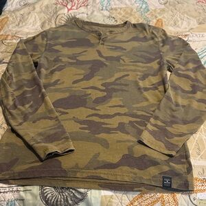 Lucky Brand Olive and Brown Camo Henley